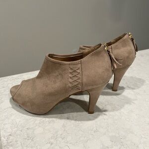 Madden Girl Taupe Peep Toe Bootie